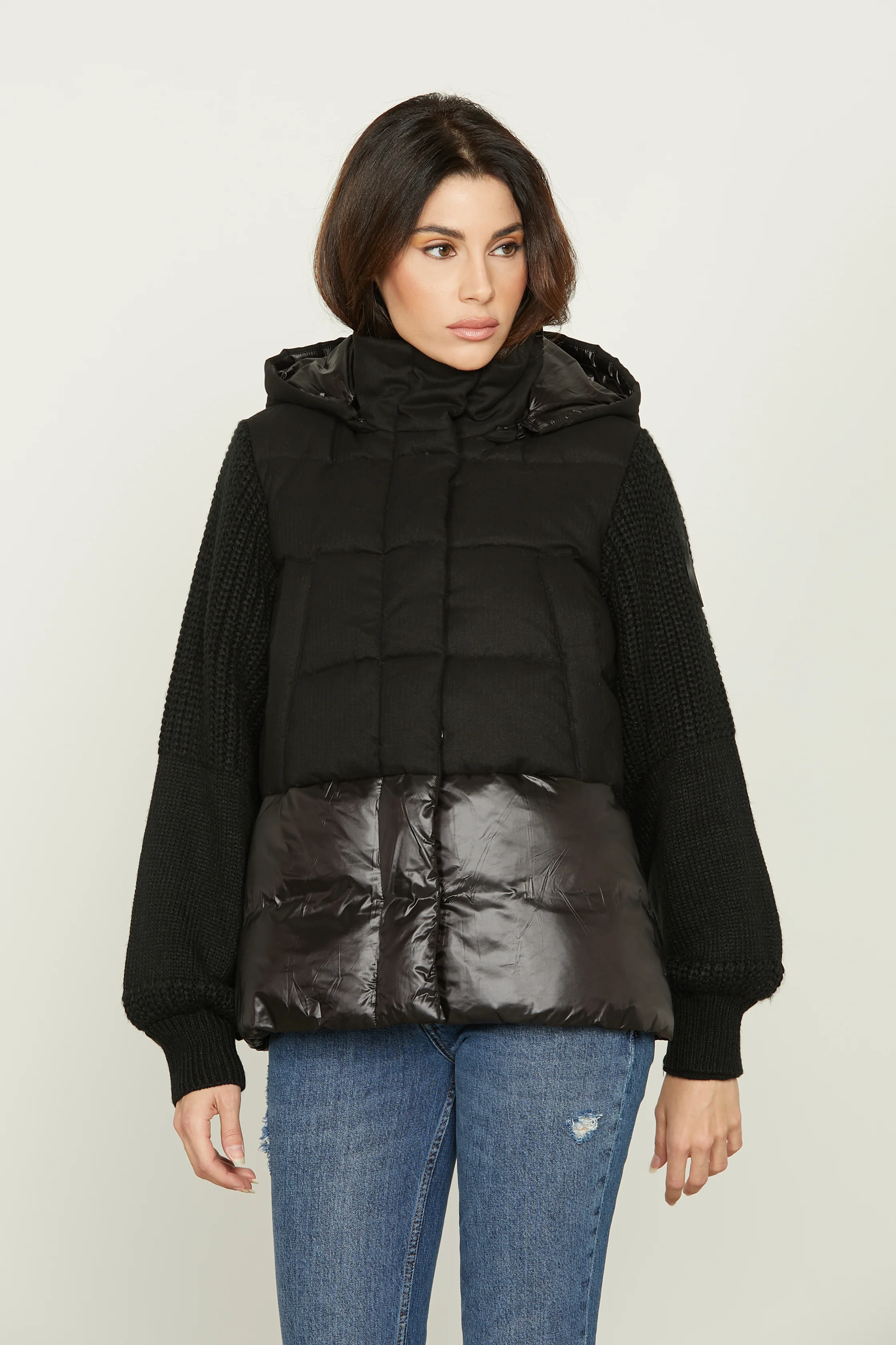 Piumino BANDOLERO manica lunga maglia con cappuccio stacc. Più inserto nylon con ts più zip