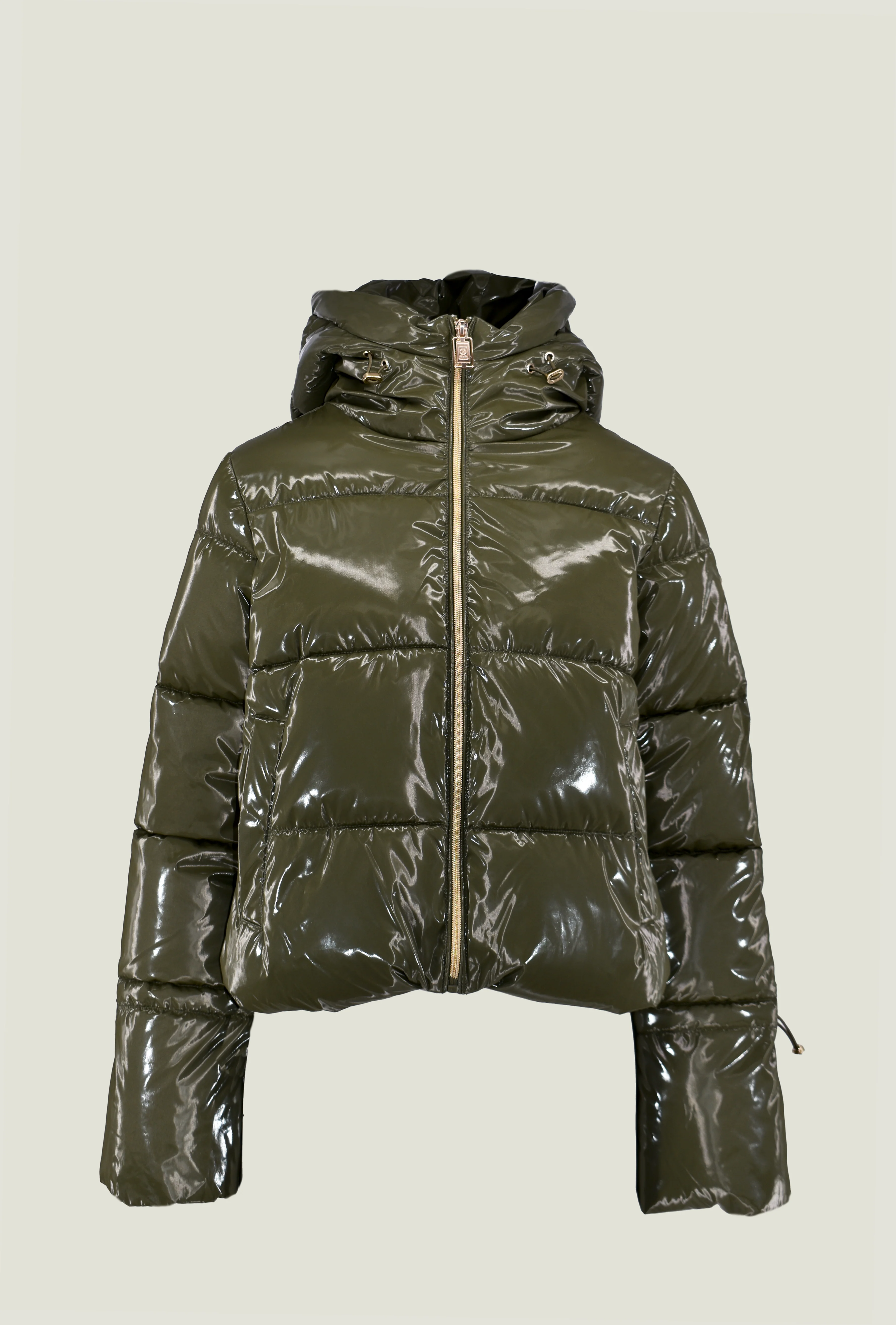 Piumino BRONZISA corto manica lunga con cappuccio più zip più coulisse - Image 3