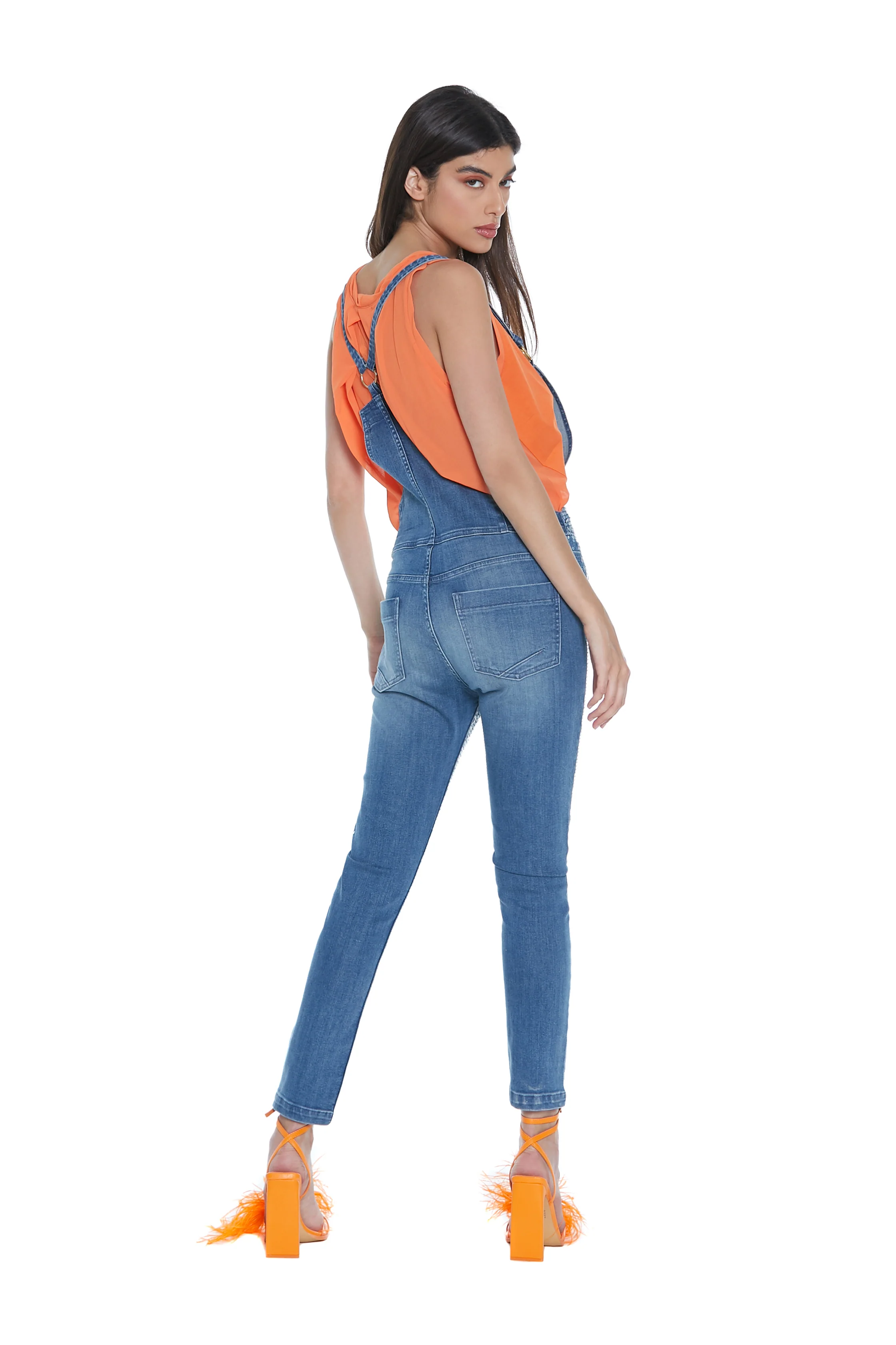 Tuta jeans MASAKO con zip più tasche più anelli più paillettes - Image 4