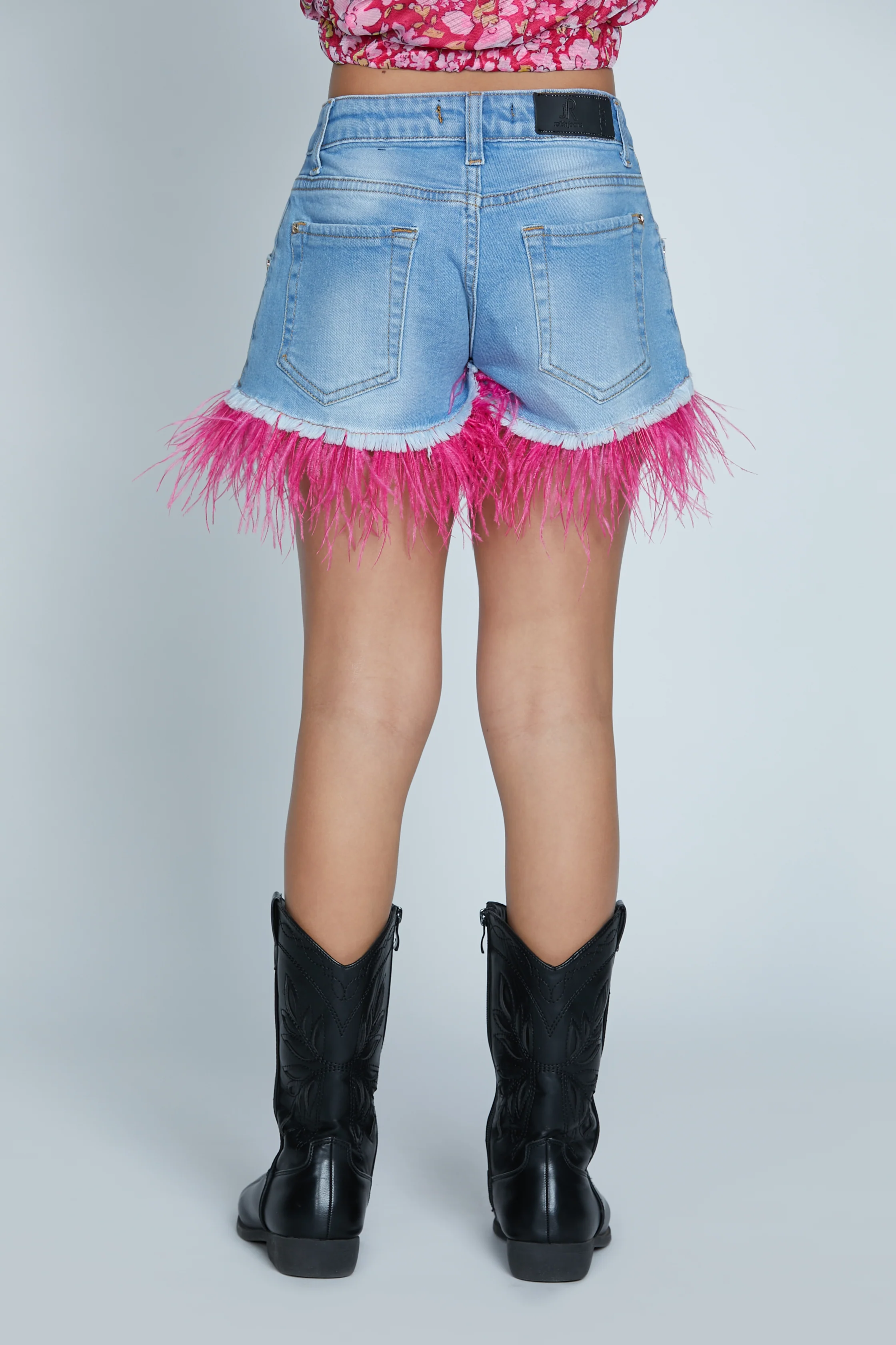 Short LOBELIA con rotture più abrasioni più piume denim - Image 3