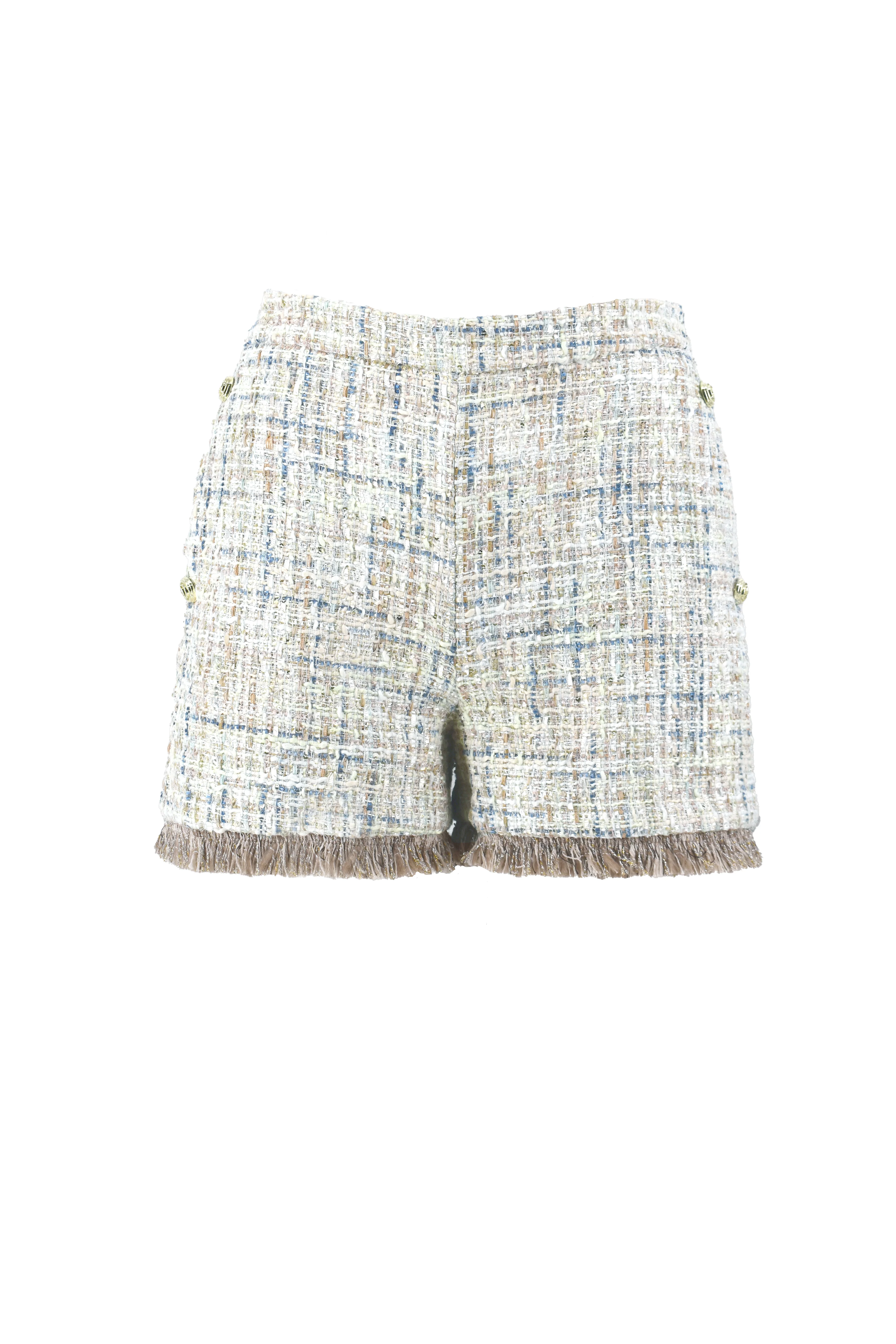 Shorts NEMBUS vita alta con ts francesi più bottoni f.do sfrangiato tex chanel - Image 5