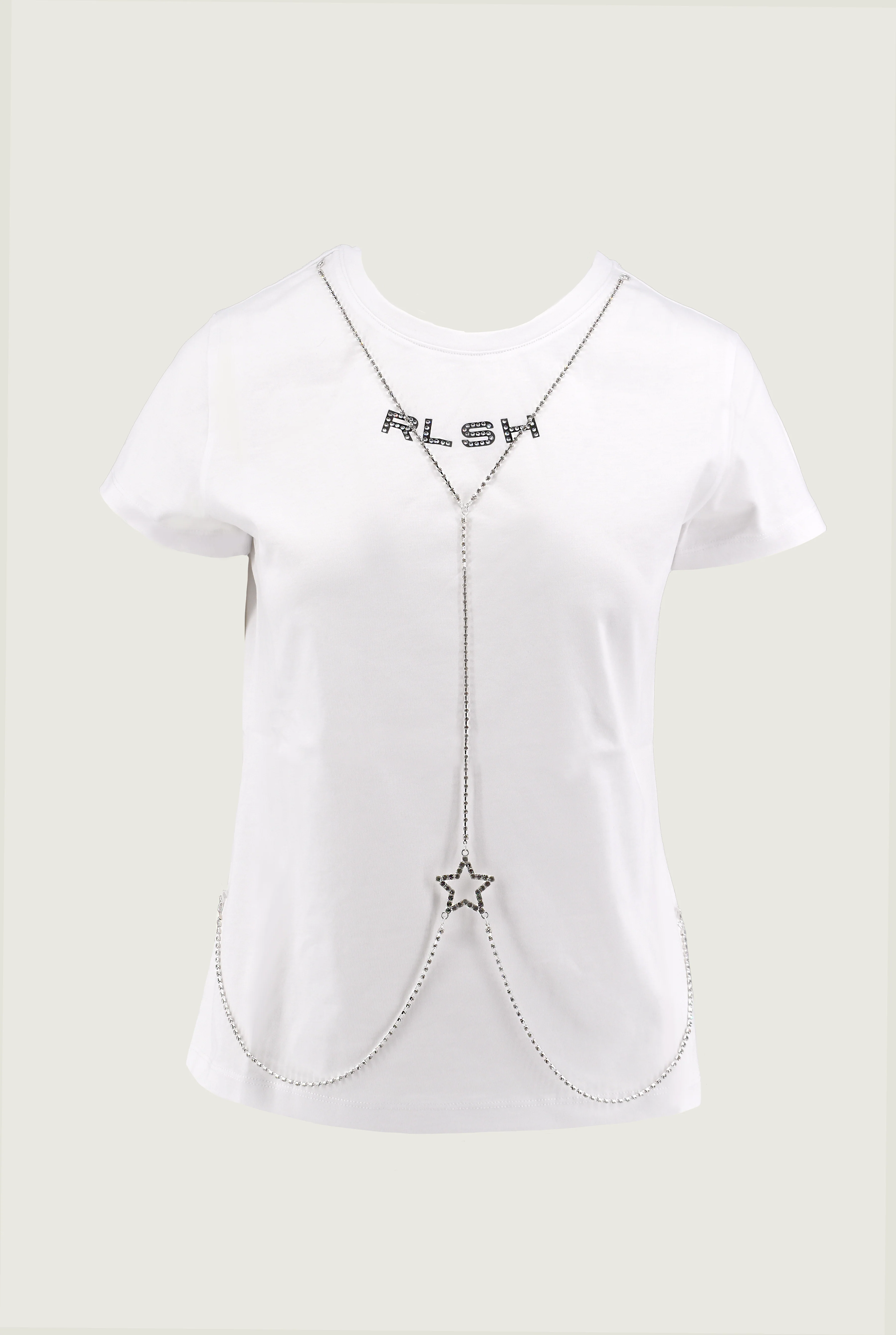T-shirt CORVO mezza manica con stampa più strass più collana - Image 5
