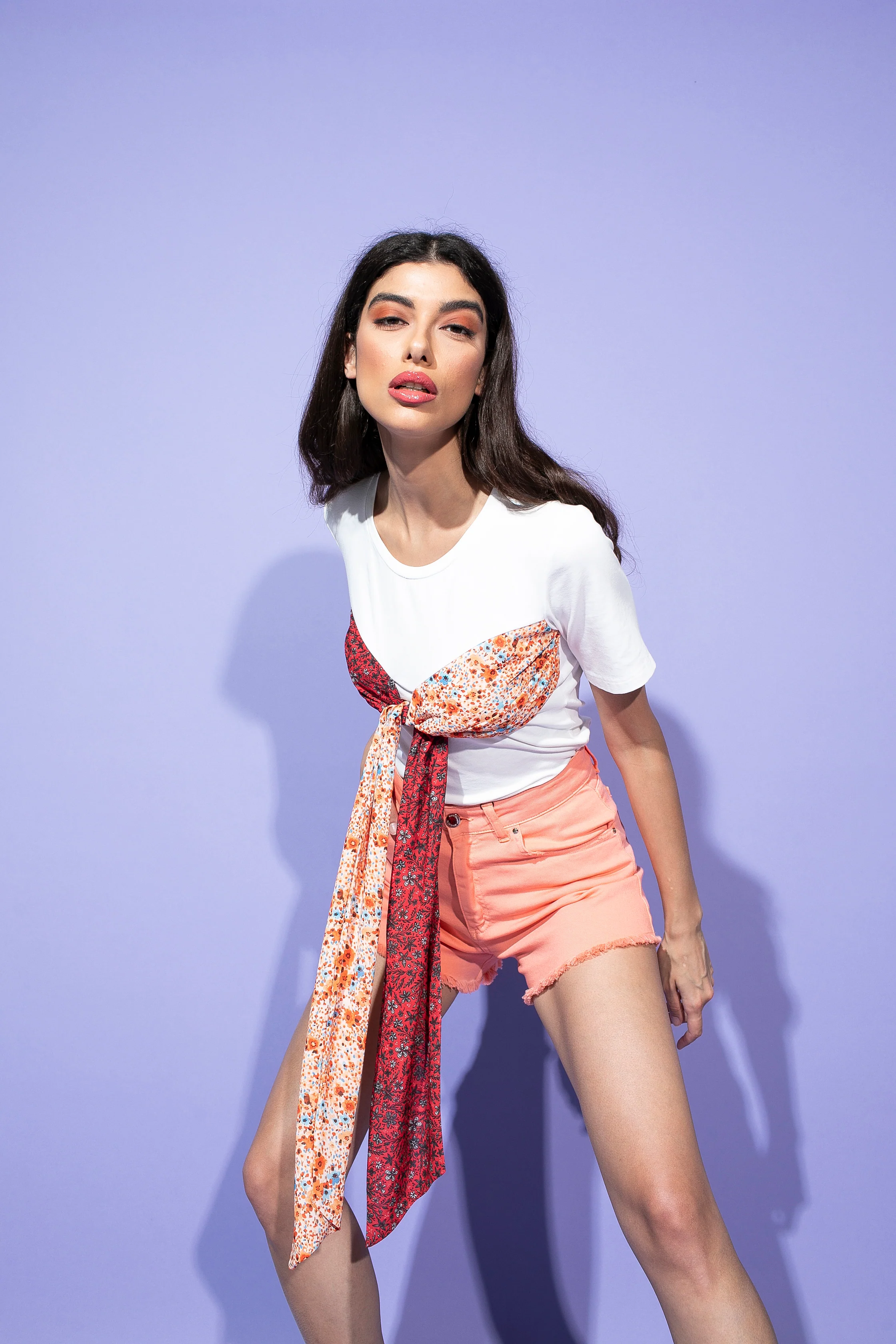 T-shirt ETSUKO mezza manica con inserti georgette stampa fiori - Image 4