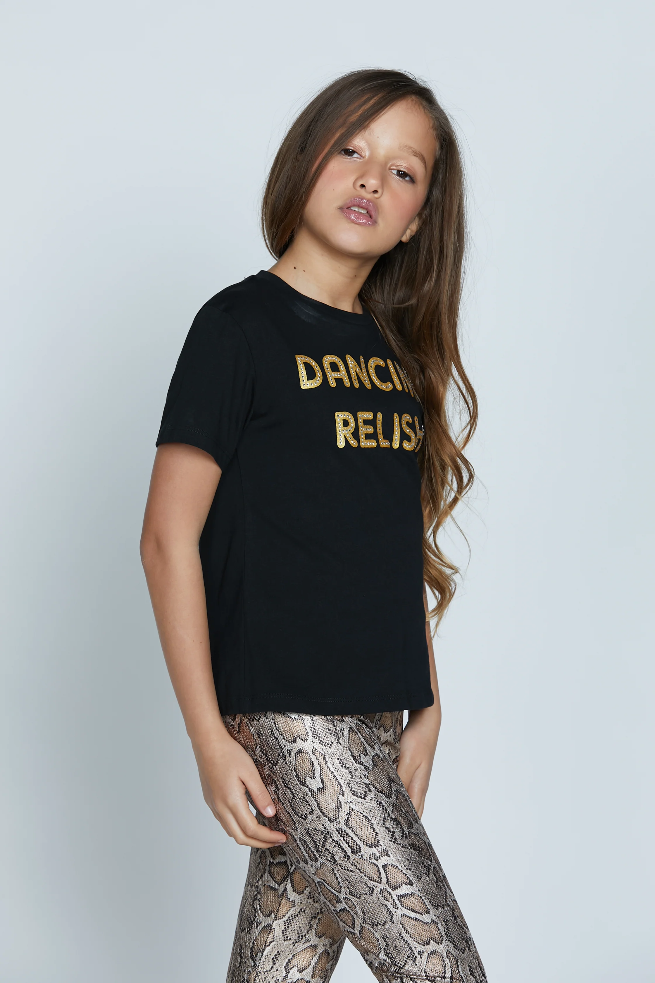 T-shirt FUSAE mezza manica con stampa più strass - Image 3