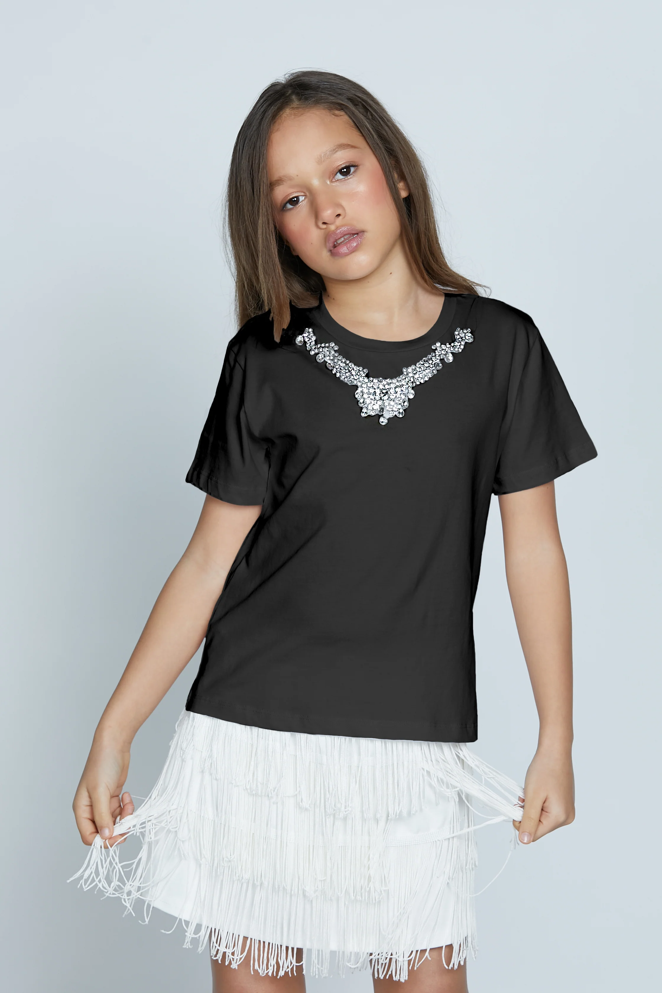 T-shirt MAYO mezza manica applicazione cabochon