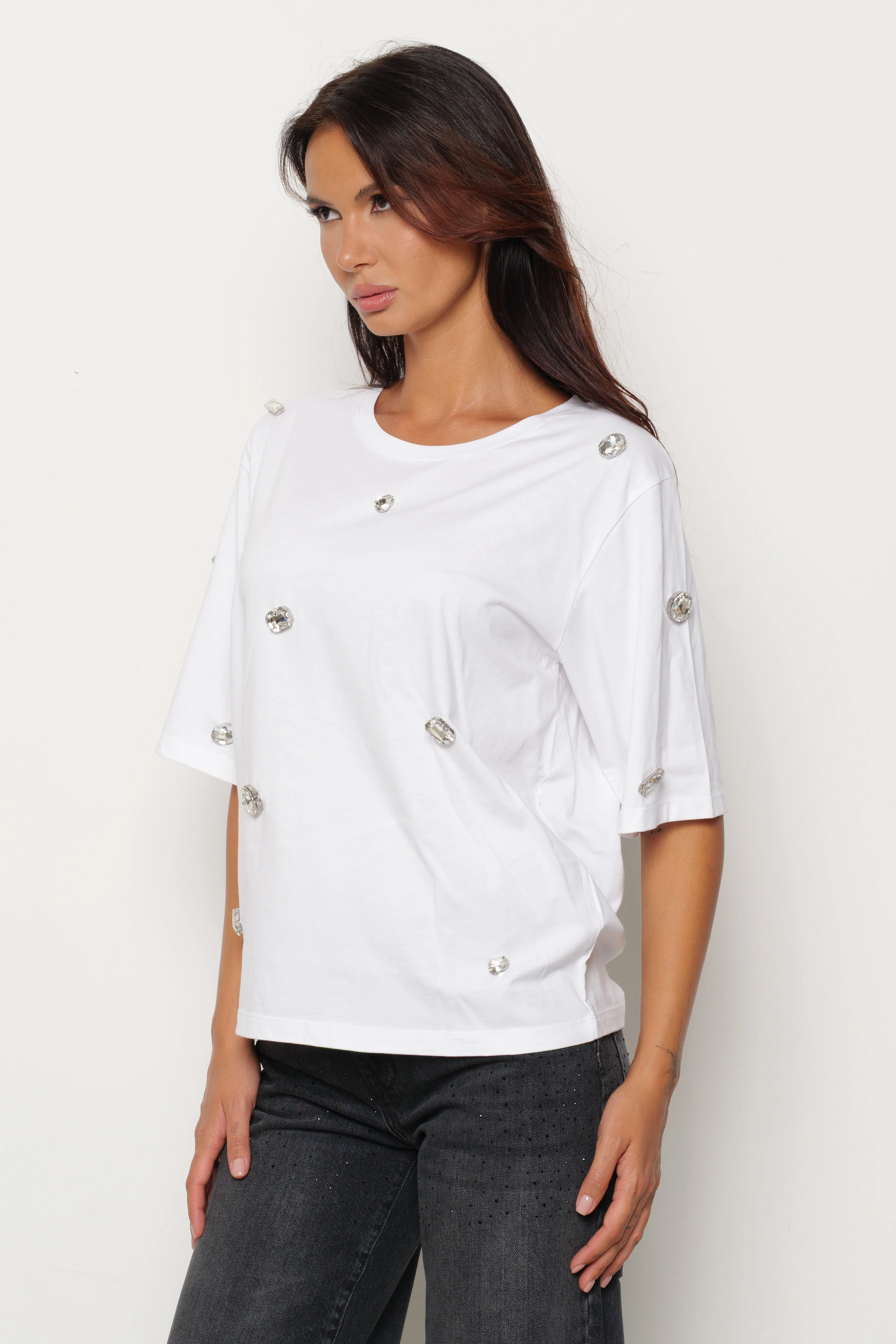 T-shirt ROMOALD mezza manica con pietre strass - Image 7