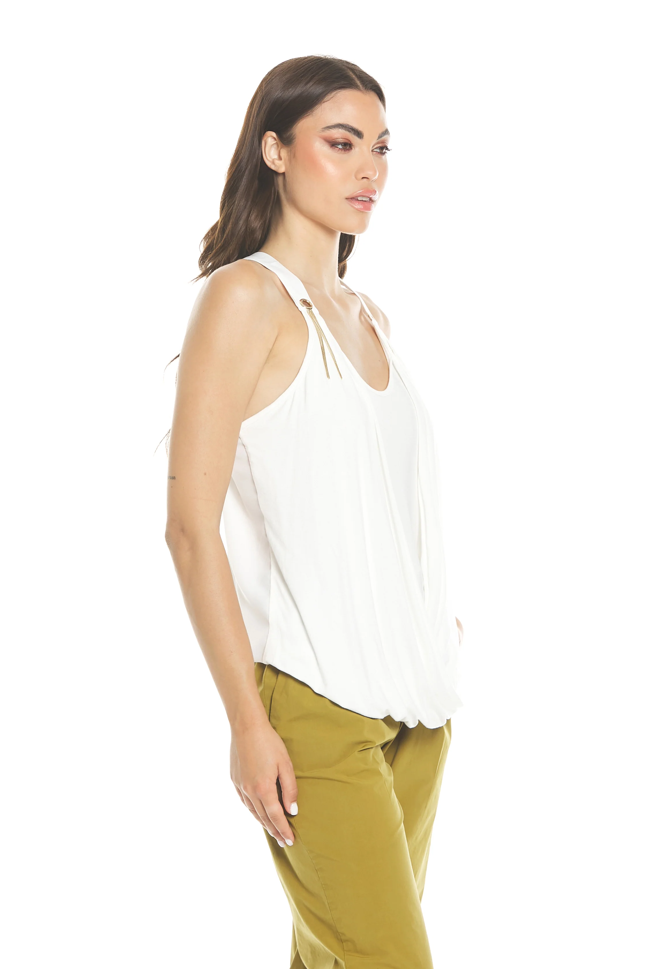 Top AGAP scollo incrocio con anelli più pendagli più inserto georgette - Image 3