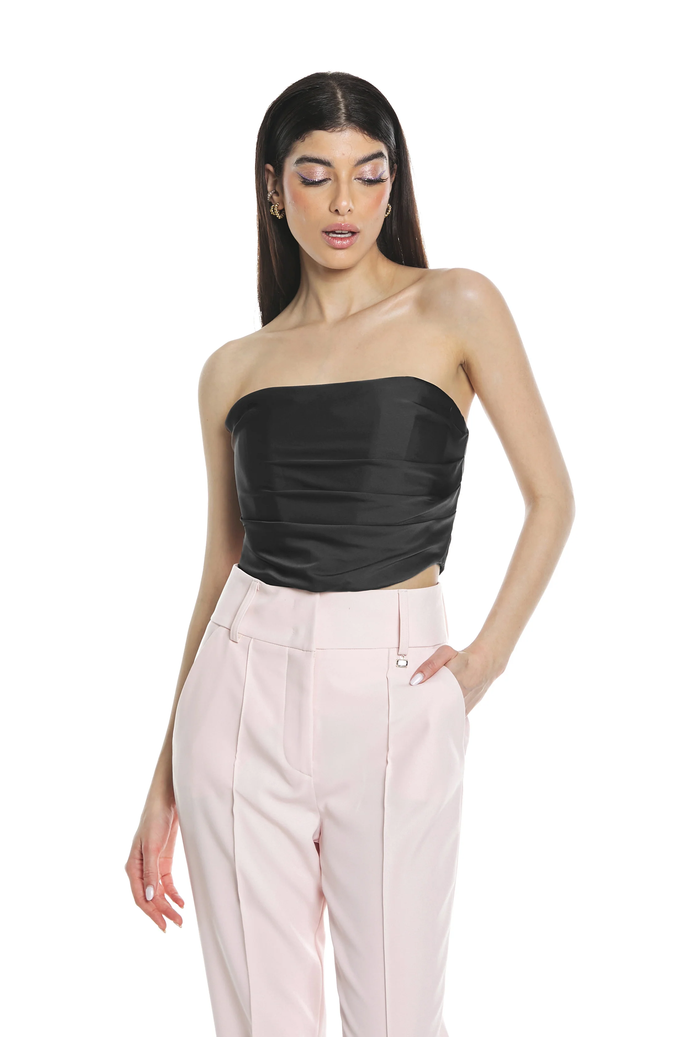Top ALBALI corsetto con stecche più arricci più zip retro - Image 5