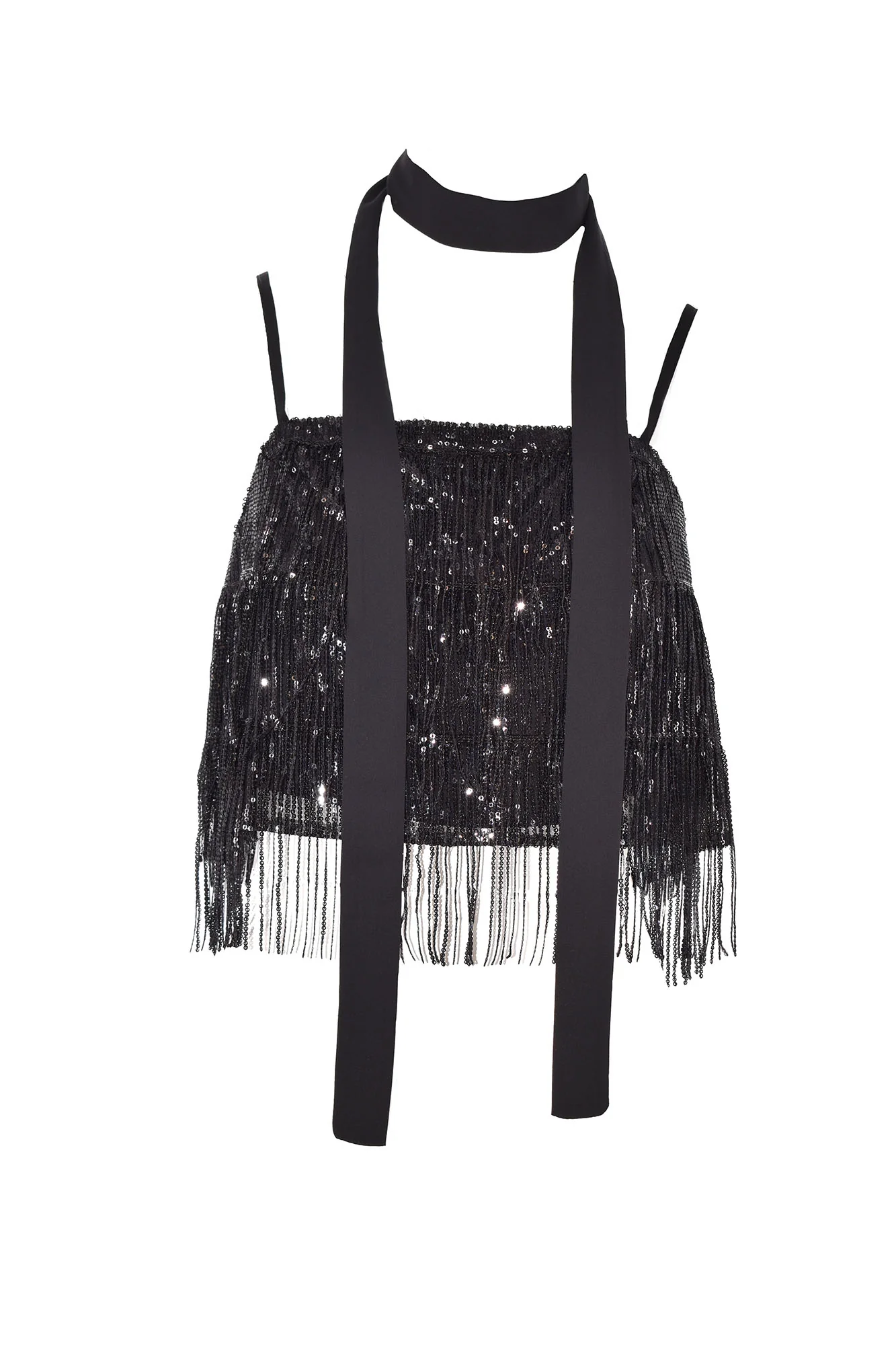 Top HUNYANG con sciarpetta frange paillettes - Image 6