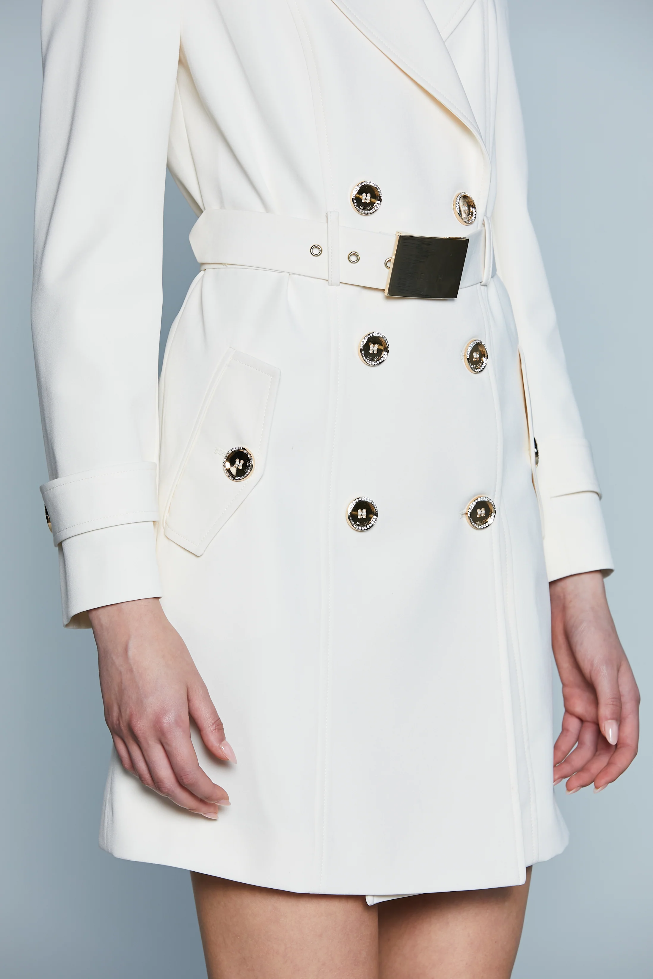 Trench PHONIQUE M/L con Patte più Bottoni Gioiello più Cintura con Fibbia - Image 4