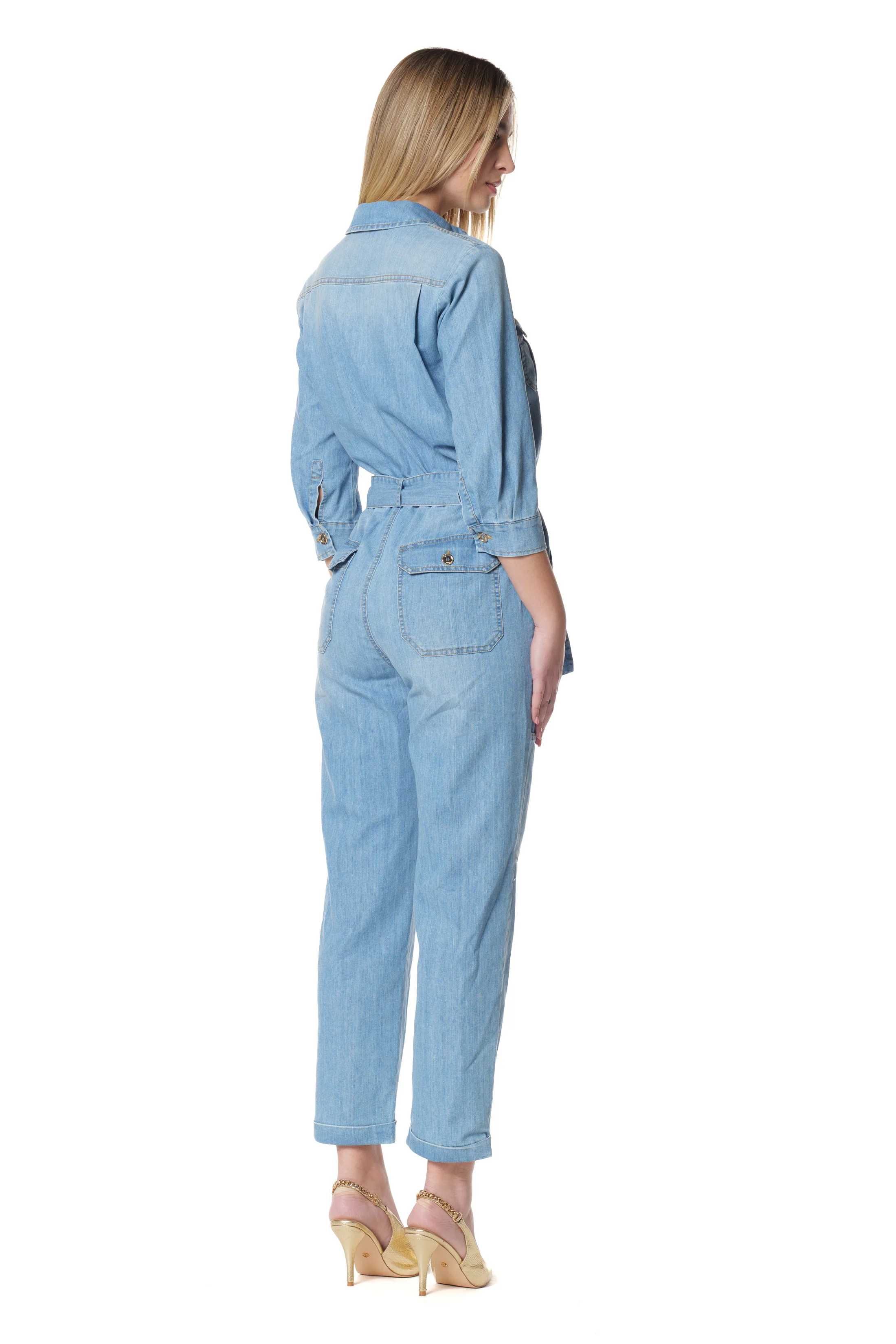 Tuta RUBI Lunga M.3/4 con Zip più Cintura più Tasche più Patte Denim - Image 5