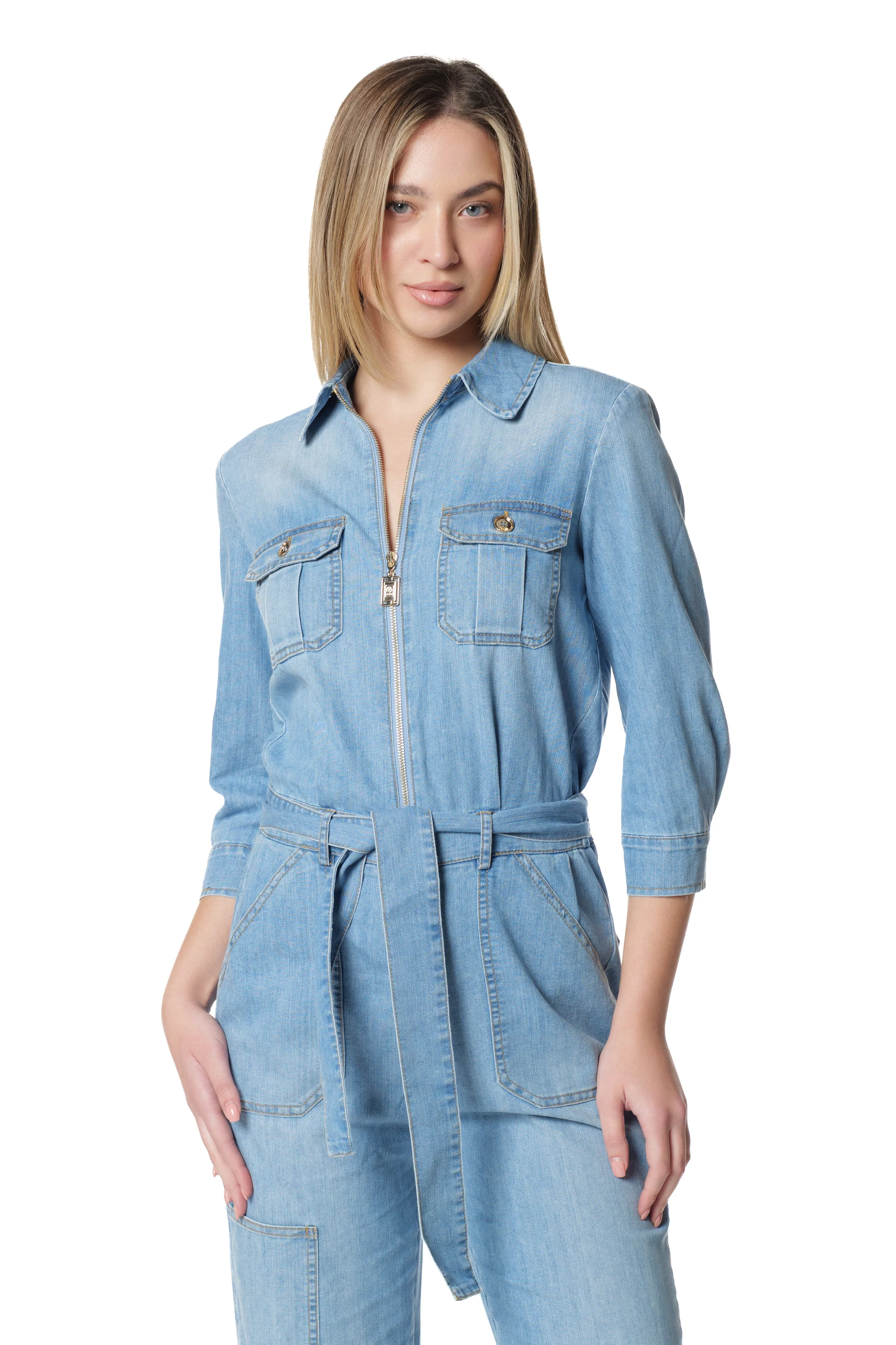 Tuta RUBI Lunga M.3/4 con Zip più Cintura più Tasche più Patte Denim - Image 6